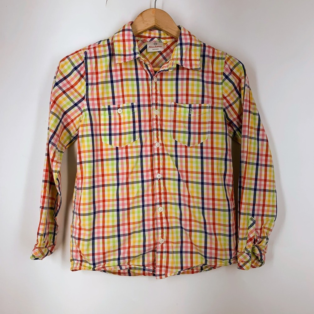Hanna Andersson Kids‎ Rainbow Plaid Button Down Shirt Multicolor Size 12/150